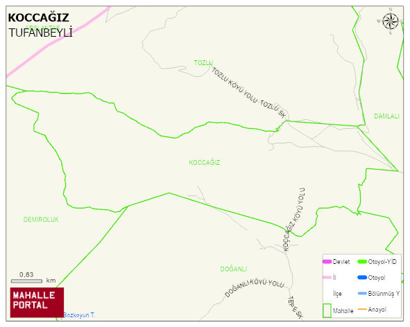 KOCCAĞIZ Mahallesi Haritası | Sayısal Bölge Görünümü