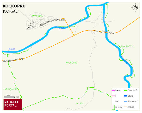 KOÇKÖPRÜ Köyü Haritası | Yükselti ve Doğa Özellikleri