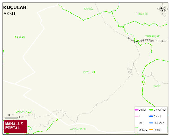 KOÇULAR Köyü Haritası | Mahalle ve Köy Sınırı