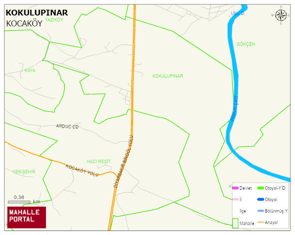 KOKULUPINAR Mahallesi Haritası | Yükselti ve Doğa Özellikleri