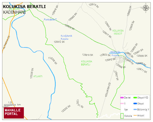 KOLUKISA BERATLI Mahallesi Haritası | Dağlar, Ovalar ve Akarsu Bilgileri