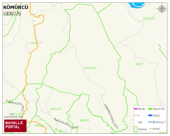 KÖMÜRCÜ Köyü Haritası | Sayısal Bölge Görünümü