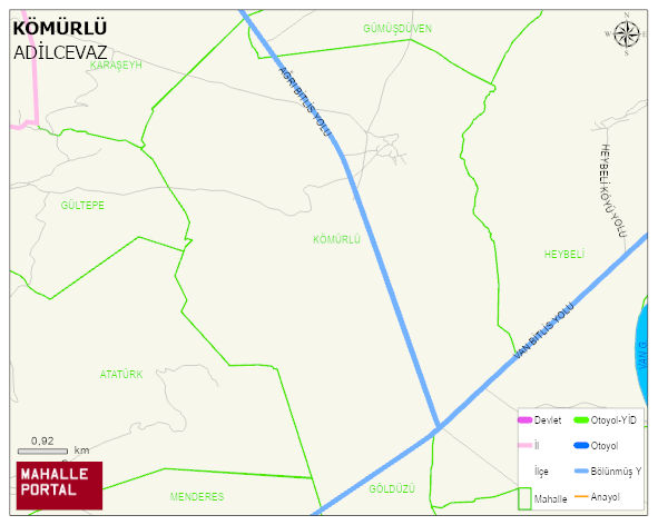 KÖMÜRLÜ Köyü Haritası | Mahalle ve Köy Sınırı