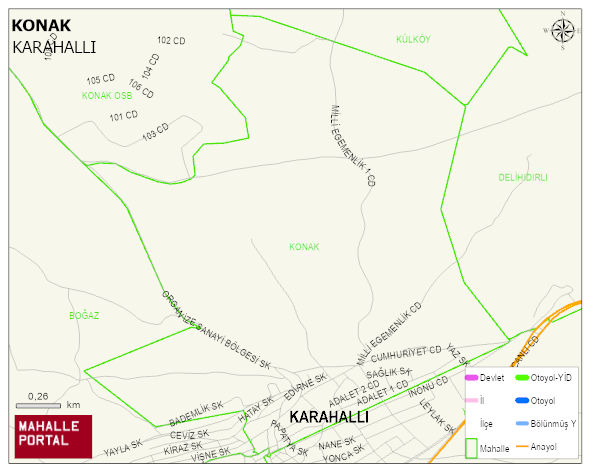 KONAK Mahallesi Haritası | Yükselti ve Doğa Özellikleri