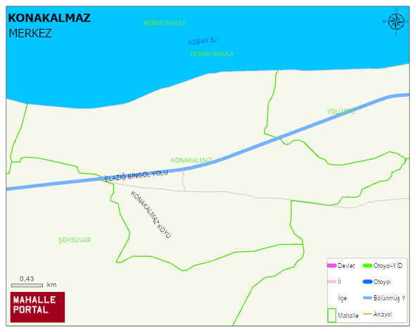 KONAKALMAZ Köyü Haritası | Yükselti ve Doğa Özellikleri