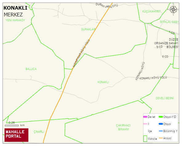 KONAKLI Köyü Haritası | Sayısal Bölge Görünümü