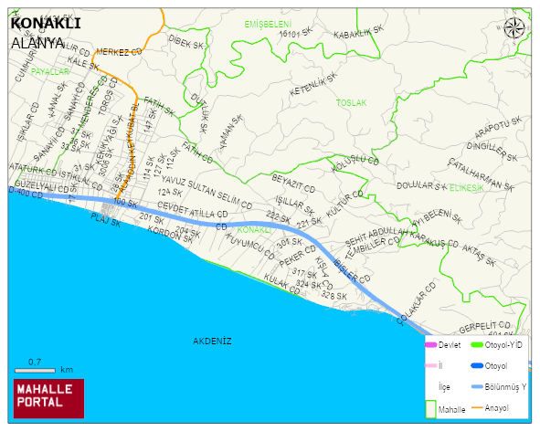 KONAKLI Mahallesi Haritası | Yükselti ve Doğa Özellikleri