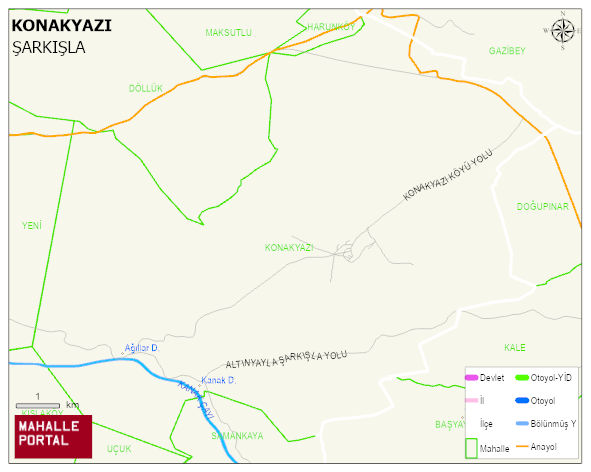 KONAKYAZI Köyü Haritası | İnteraktif Köy ve Mahalle Sınırları