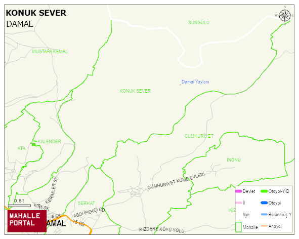 KONUK SEVER Mahallesi Haritası | İnteraktif Köy ve Mahalle Sınırları