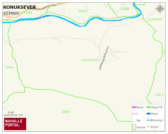 KONUKSEVER Köyü Haritası | Yükselti ve Doğa Özellikleri
