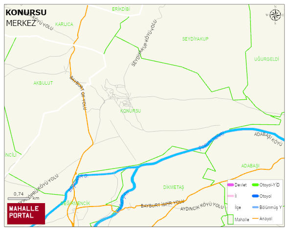 KONURSU Köyü Haritası | Detaylı Köy ve Mahalle Görünümü