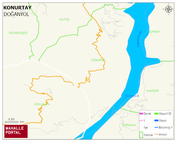 KONURTAY Mahallesi Haritası | Dağlar, Ovalar ve Akarsu Bilgileri