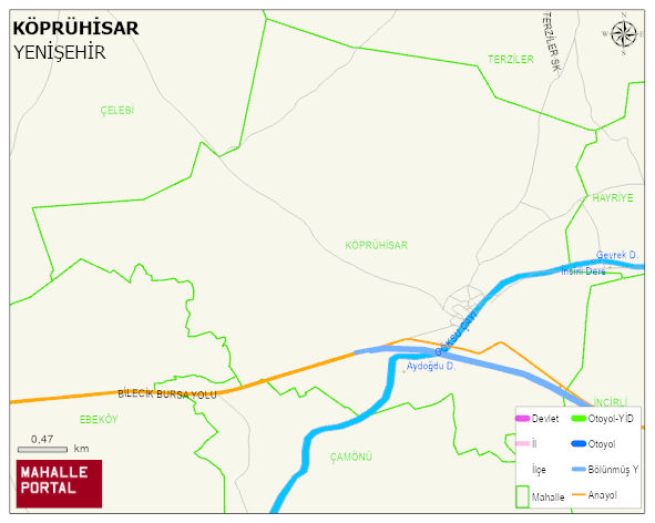 KÖPRÜHİSAR Mahallesi Haritası | Dağlar, Ovalar ve Akarsu Bilgileri