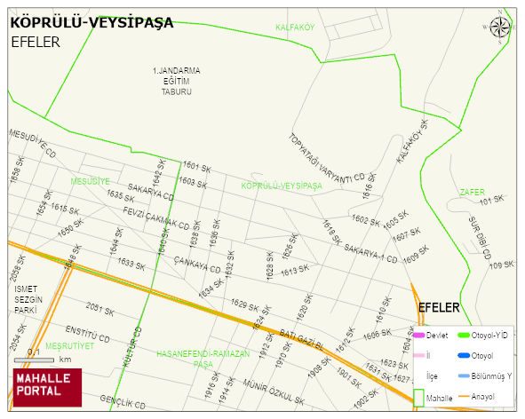 KÖPRÜLÜ-VEYSİPAŞA Mahallesi Haritası | Detaylı Köy ve Mahalle Görünümü