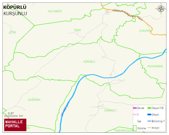 KÖPÜRLÜ Köyü Haritası | Mahalle ve Köy Sınırı