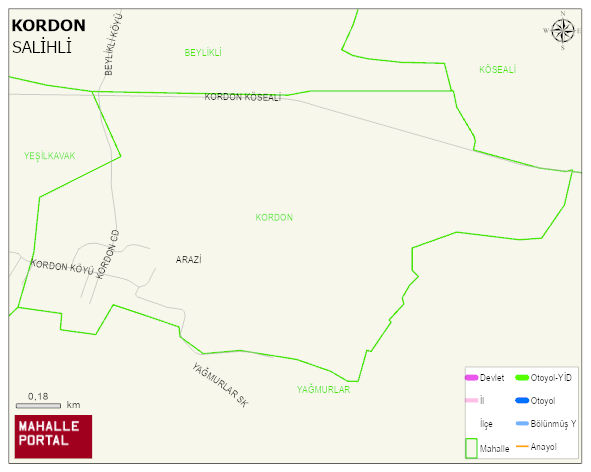 KORDON Mahallesi Haritası | Mahalle ve Köy Sınırı