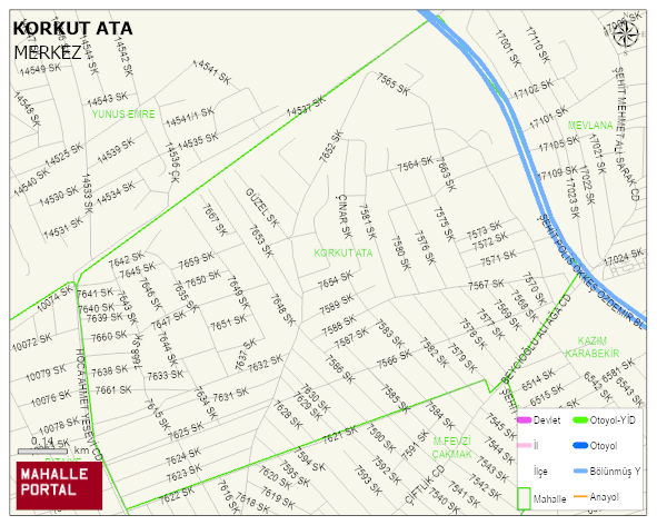 KORKUT ATA Mahallesi Haritası | Güncel Mahalle ve Köy Haritası