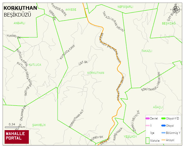 KORKUTHAN Mahallesi Haritası | Detaylı Köy ve Mahalle Görünümü