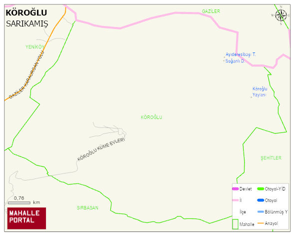 KÖROĞLU Köyü Haritası | Coğrafi Yapı ve Detaylı Haritası