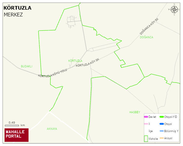 KÖRTUZLA Köyü Haritası | İnteraktif Köy ve Mahalle Sınırları
