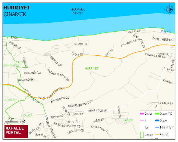 KORU BELDESİ HÜRRİYET Mahallesi Haritası | Mahalle ve Köy Sınırı
