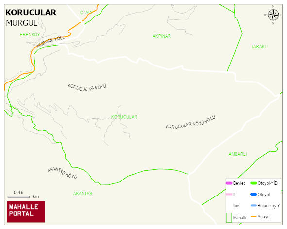 KORUCULAR Köyü Haritası | Dağlar, Ovalar ve Akarsu Bilgileri