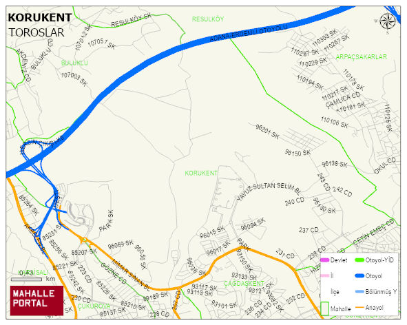 KORUKENT Mahallesi Haritası | Mahalle ve Köy Sınırı