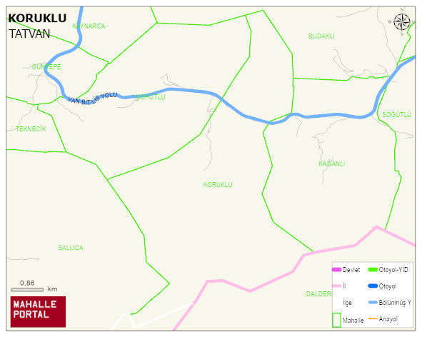 KORUKLU Köyü Haritası | Yükselti ve Doğa Özellikleri