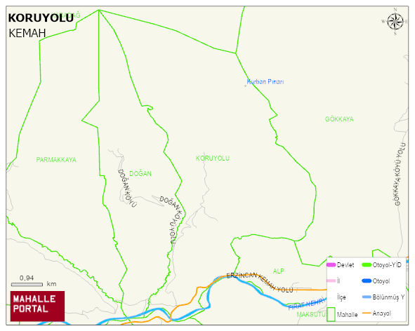 KORUYOLU Köyü Haritası | Yükselti ve Doğa Özellikleri