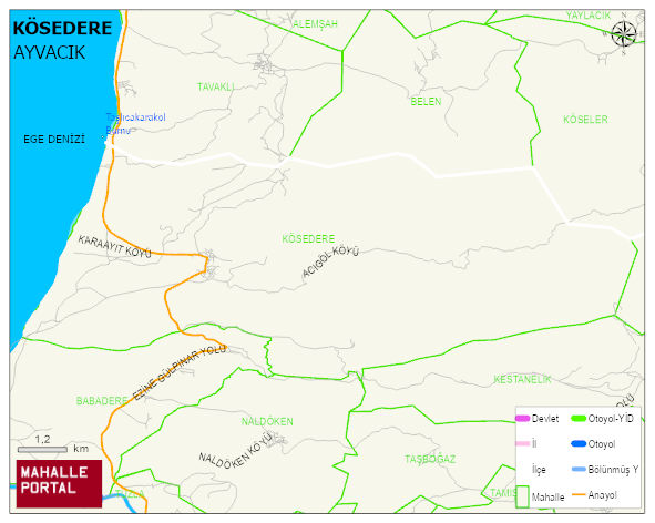 KÖSEDERE Köyü Haritası | Mahalle ve Köy Sınırı
