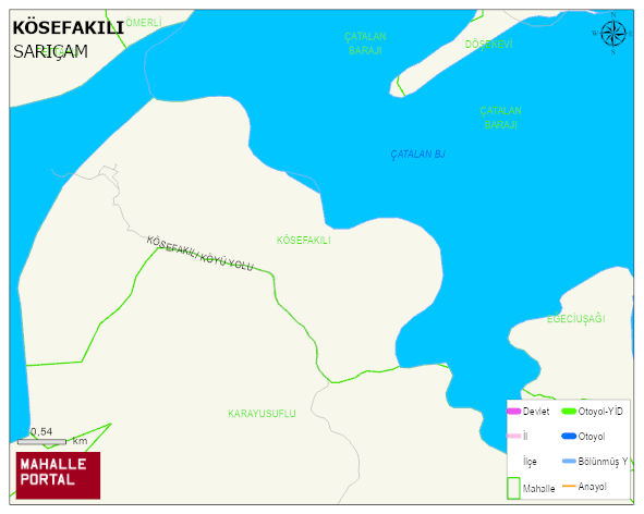 KÖSEFAKILI Mahallesi Haritası | Yükselti ve Doğa Özellikleri