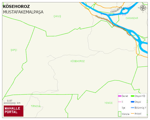 KÖSEHOROZ Mahallesi Haritası | Mahalle ve Köy Sınırı