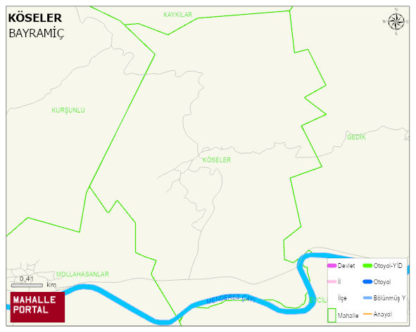 KÖSELER Köyü Haritası | Mahalle ve Köy Sınırı