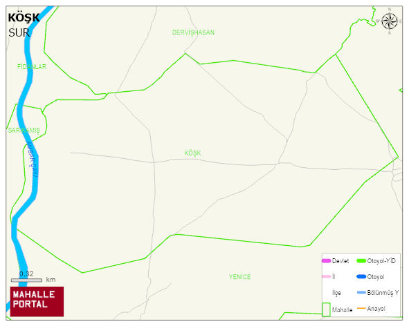 KÖŞK Mahallesi Haritası | Yükselti ve Doğa Özellikleri