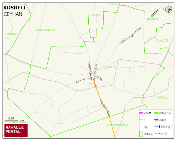 KÖSRELİ Mahallesi Haritası | Sayısal Bölge Görünümü