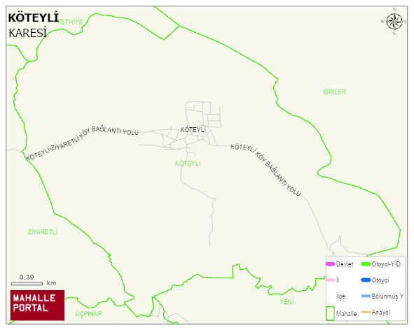 KÖTEYLİ Mahallesi Haritası | Dağlar, Ovalar ve Akarsu Bilgileri