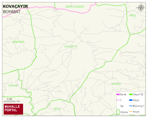 KOVAÇAYIR Köyü Haritası | Coğrafi Yapı ve Detaylı Haritası