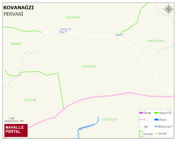 KOVANAĞZI Köyü Haritası | Sayısal Bölge Görünümü