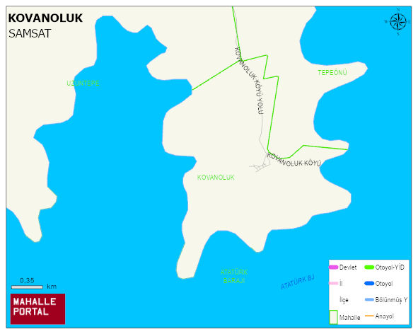 KOVANOLUK Köyü Haritası | Dağlar, Ovalar ve Akarsu Bilgileri