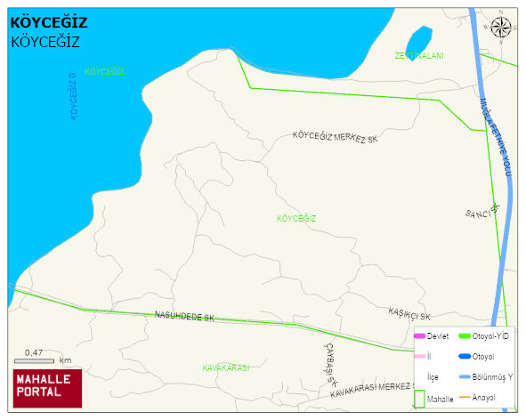 KÖYCEĞİZ Mahallesi Haritası | Dağlar, Ovalar ve Akarsu Bilgileri