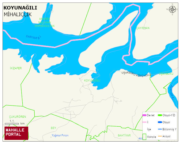 KOYUNAĞILI Mahallesi Haritası | Yükselti ve Doğa Özellikleri