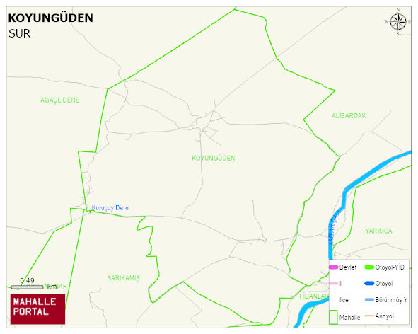 KOYUNGÜDEN Mahallesi Haritası | Dağlar, Ovalar ve Akarsu Bilgileri