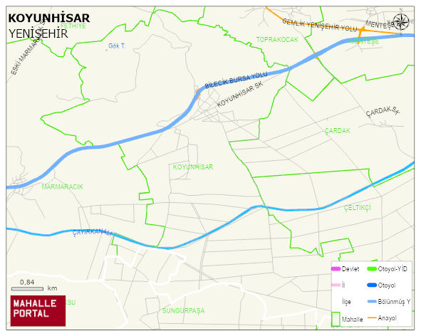 KOYUNHİSAR Mahallesi Haritası | Yükselti ve Doğa Özellikleri