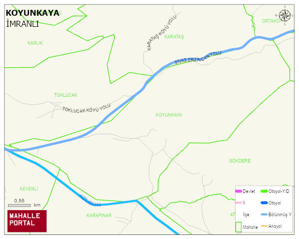 KOYUNKAYA Köyü Haritası | Sayısal Bölge Görünümü