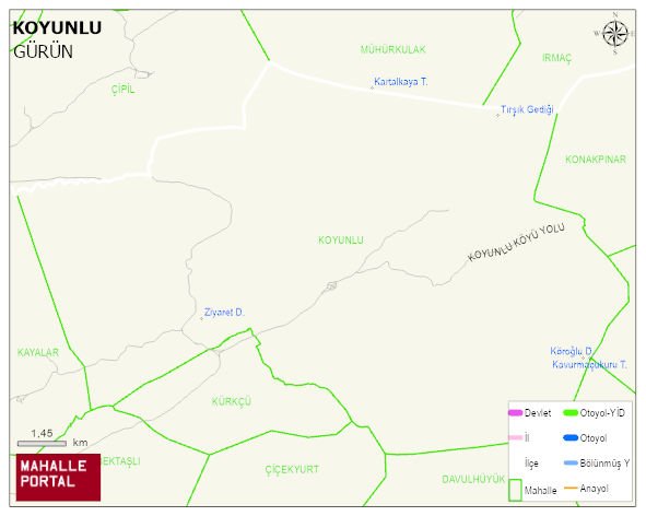 KOYUNLU Köyü Haritası | Sayısal Bölge Görünümü