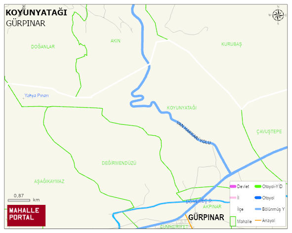KOYUNYATAĞI Mahallesi Haritası | Coğrafi Yapı ve Detaylı Haritası