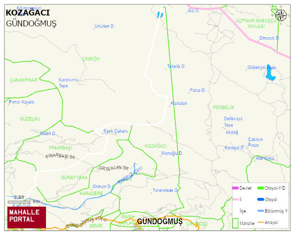 KOZAĞACI Mahallesi Haritası | Dağlar, Ovalar ve Akarsu Bilgileri
