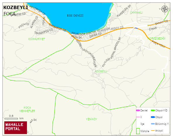 KOZBEYLİ Mahallesi Haritası | Yükselti ve Doğa Özellikleri