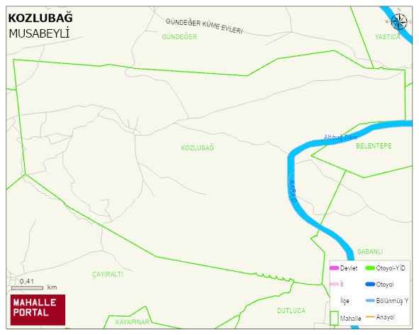 KOZLUBAĞ Köyü Haritası | Detaylı Köy ve Mahalle Görünümü