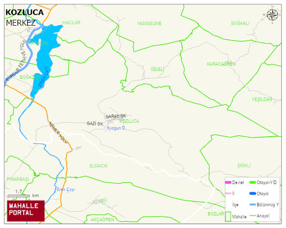 KOZLUCA Köyü Haritası | Coğrafi Yapı ve Detaylı Haritası